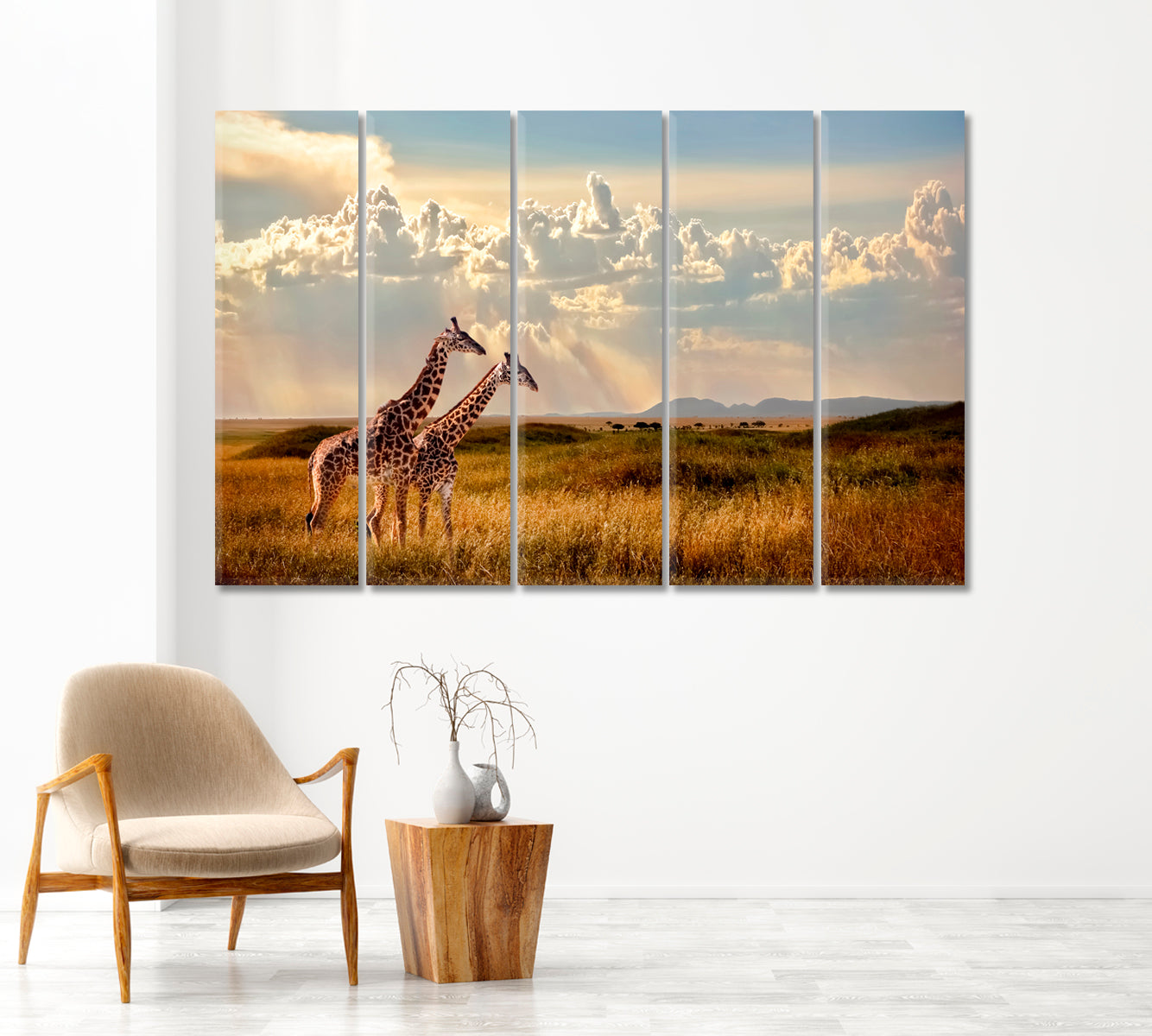 Two Giraffes in Serengeti National Park Africa Canvas Print-Canvas Print-CetArt-1 Panel-24x16 inches-CetArt