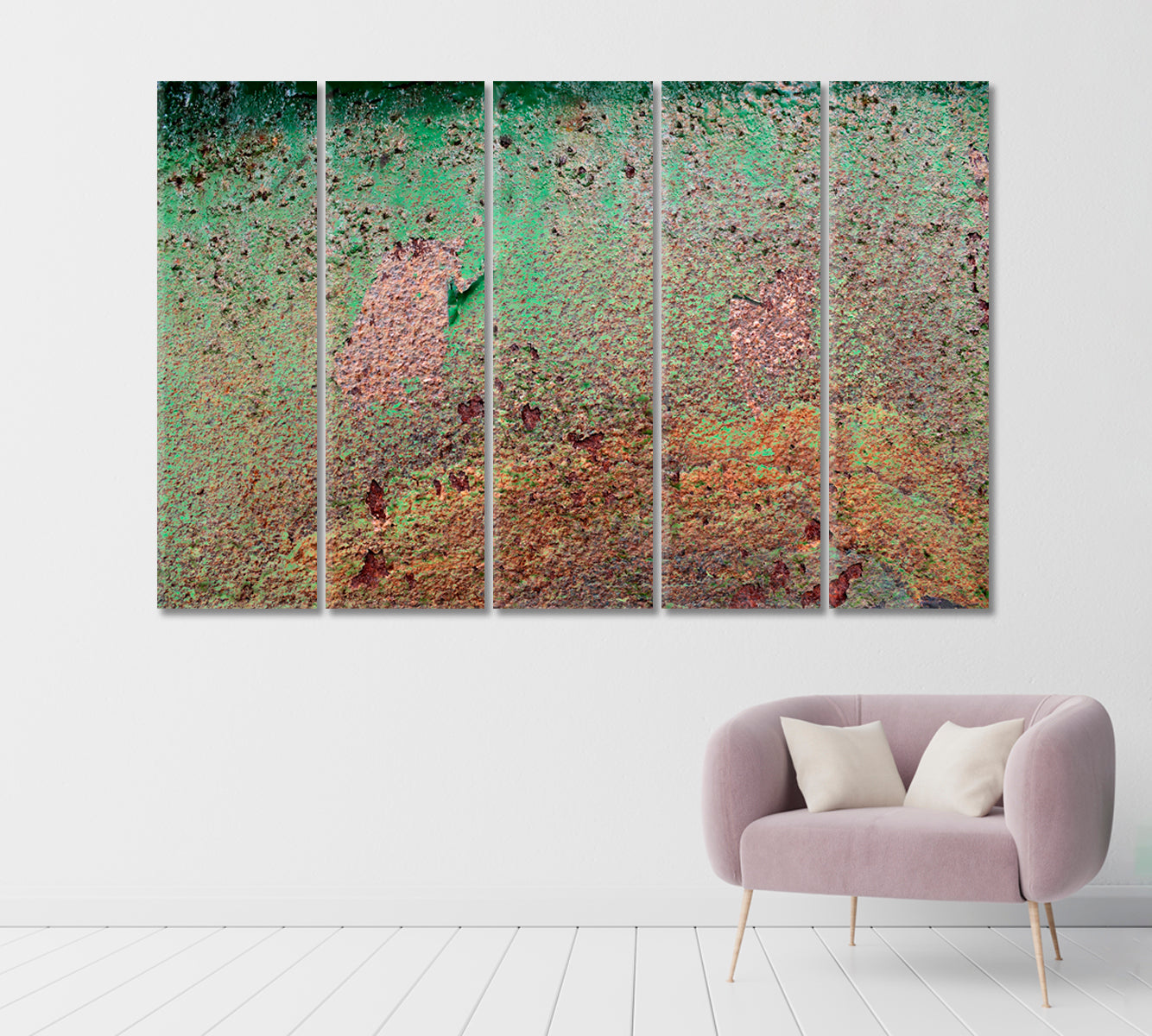 Abstract Old Green Cracked Wall Canvas Print-Canvas Print-CetArt-5 Panels-36x24 inches-CetArt