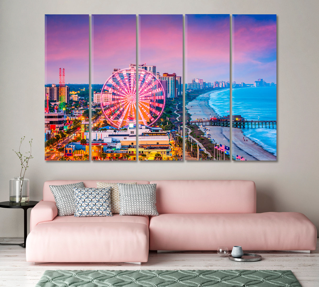 Colorful Waterfront Myrtle Beach USA Canvas Print-Canvas Print-CetArt-1 Panel-24x16 inches-CetArt