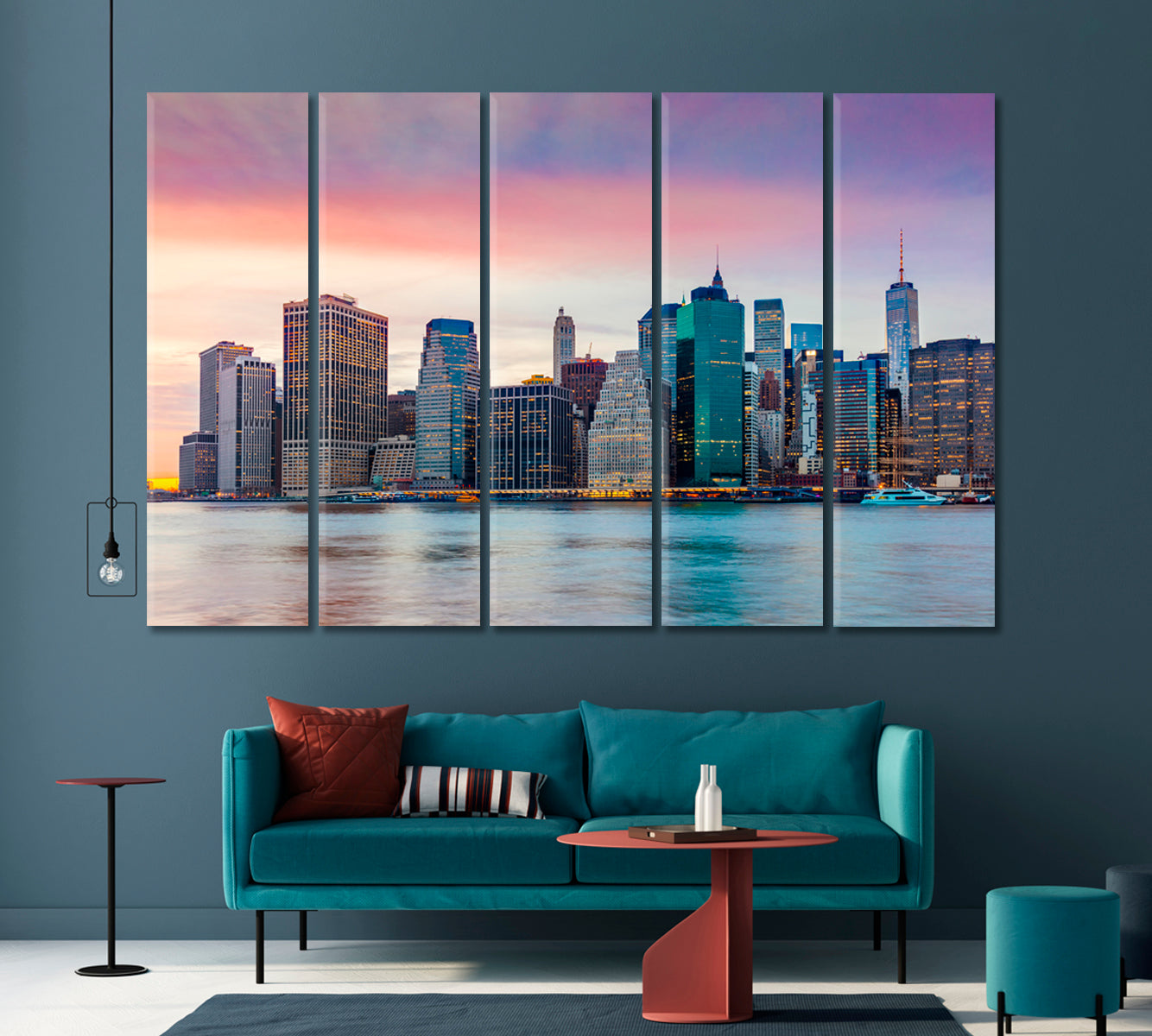 Sunset over Manhattan Skyscrapers Canvas Print-Canvas Print-CetArt-1 Panel-24x16 inches-CetArt