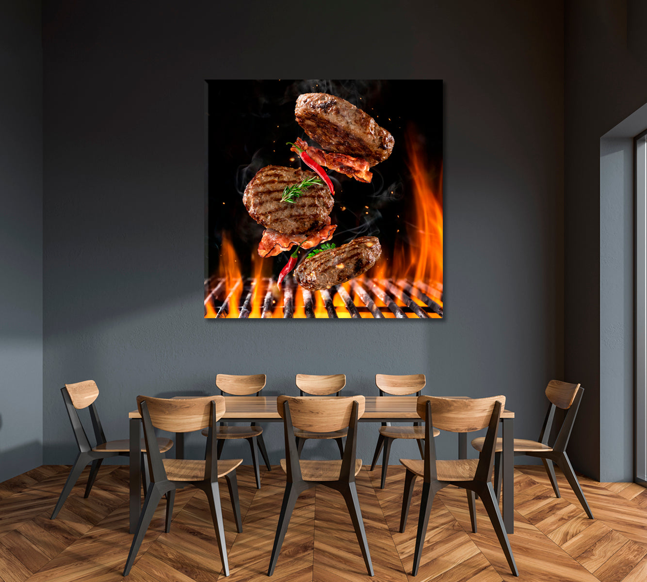 Beef Meat with Chili Canvas Print-Canvas Print-CetArt-1 panel-12x12 inches-CetArt