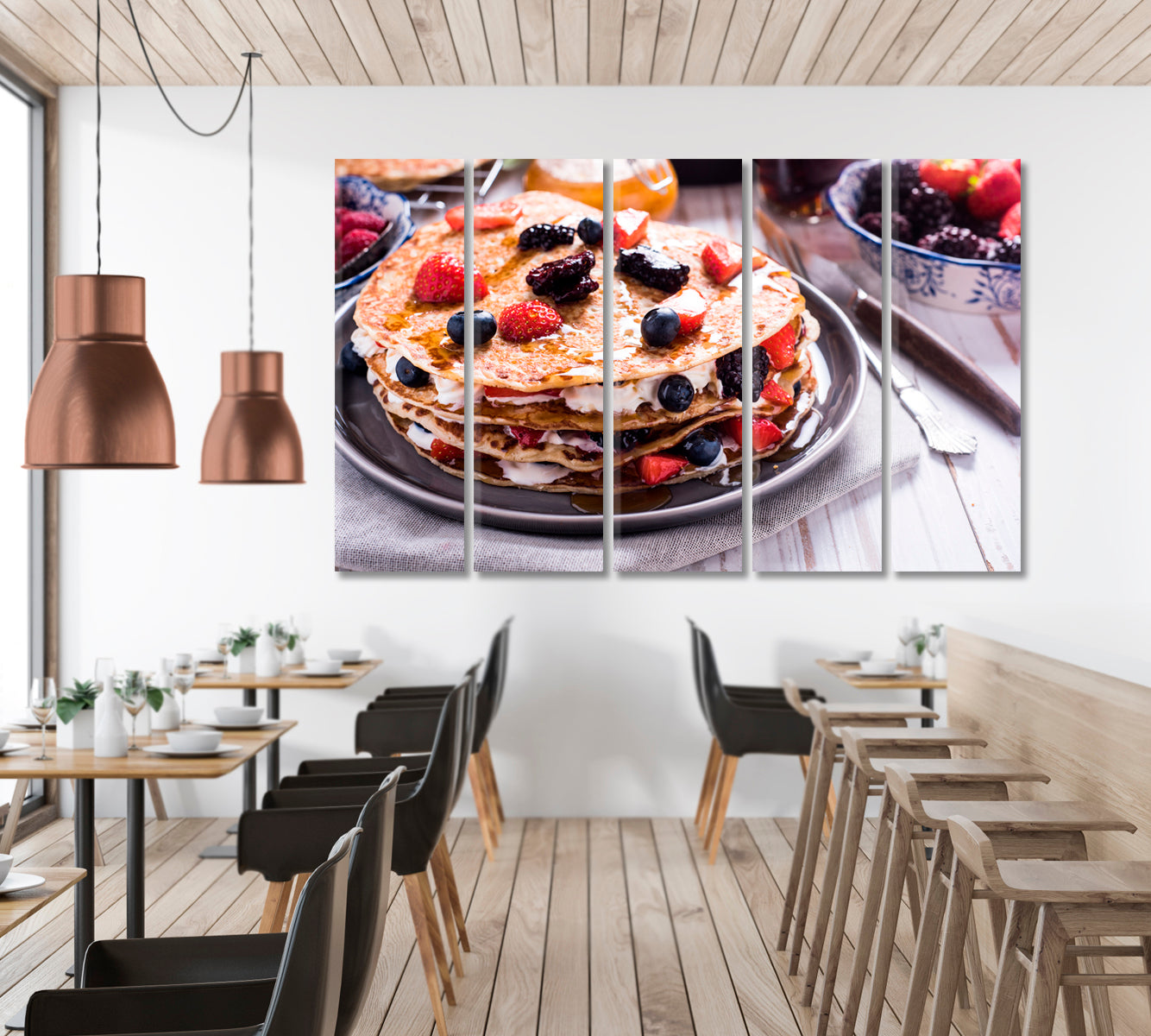 Pancake with Berry Fruits Canvas Print-Canvas Print-CetArt-1 Panel-24x16 inches-CetArt