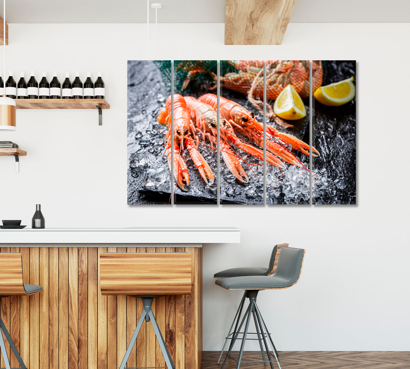 Fresh Langoustines on Crushed Ice Canvas Print-Canvas Print-CetArt-1 Panel-24x16 inches-CetArt