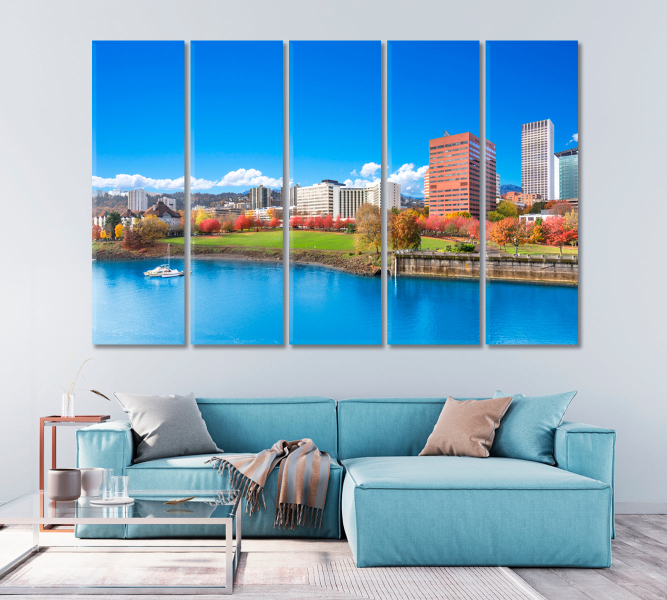 Portland Cityscape with Willamette River Canvas Print-Canvas Print-CetArt-1 Panel-24x16 inches-CetArt