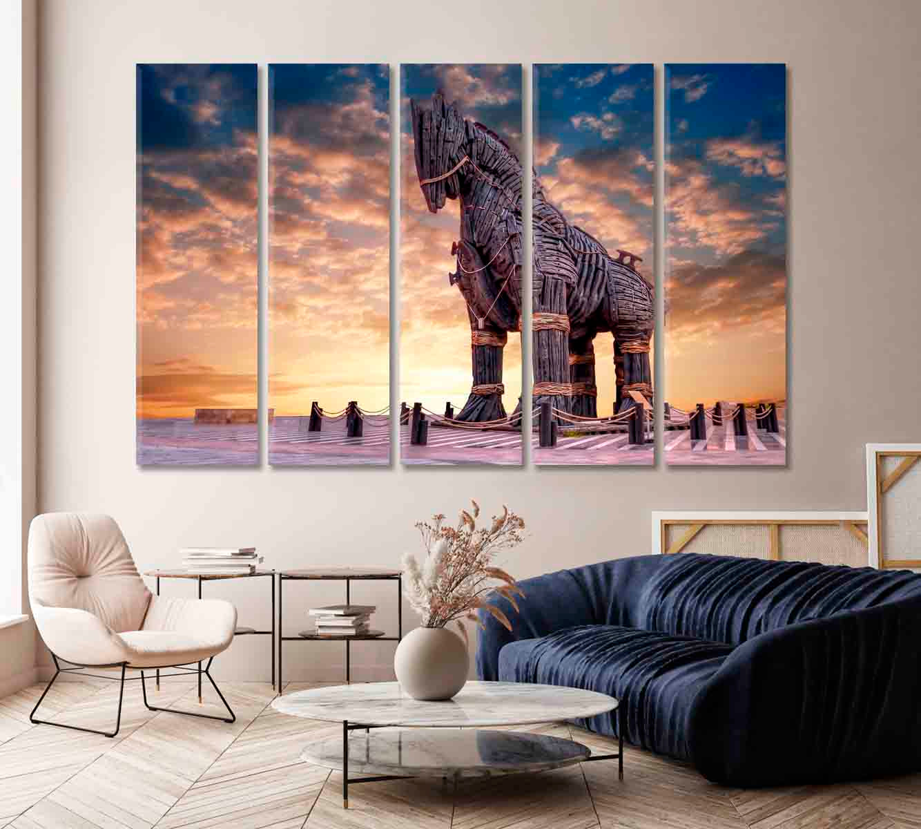 Wooden Horse in Canakkale Turkey Canvas Print-Canvas Print-CetArt-1 Panel-24x16 inches-CetArt