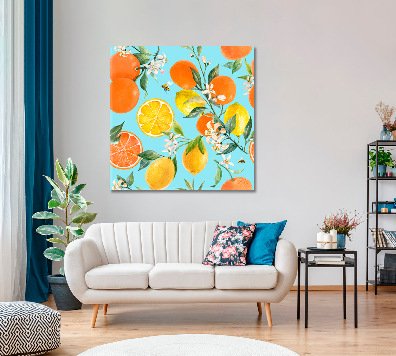 Orange Lemon Grapefruit Fruits Canvas Print-Canvas Print-CetArt-1 panel-12x12 inches-CetArt