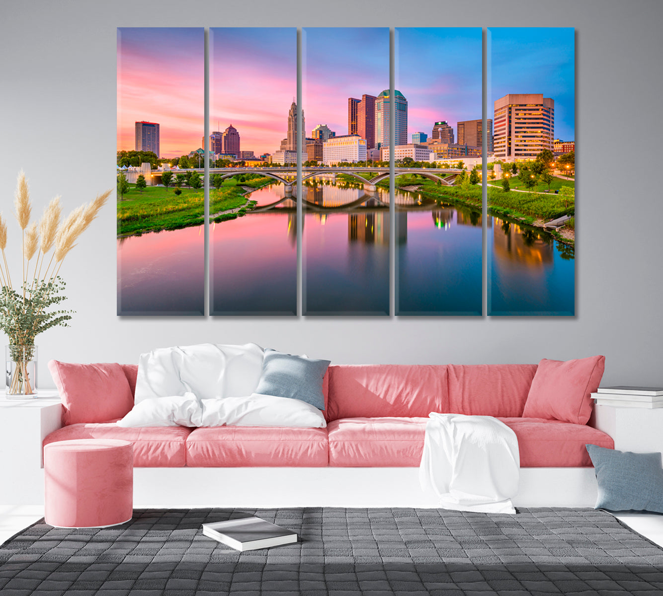 Columbus City on the Sayoto River USA Canvas Print-Canvas Print-CetArt-1 Panel-24x16 inches-CetArt