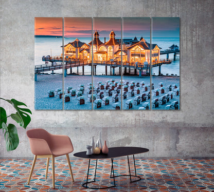 Sellin Pier at Dusk Ostseebad Sellin Germany Canvas Print-Canvas Print-CetArt-1 Panel-24x16 inches-CetArt