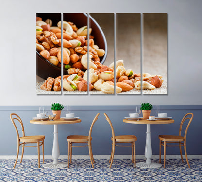 Nuts Cashews Almonds Pistachios Hazelnuts and Walnuts Canvas Print-Canvas Print-CetArt-1 Panel-24x16 inches-CetArt