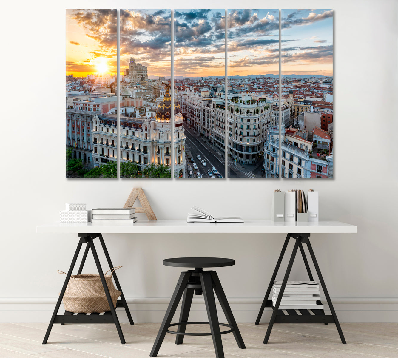 Madrid at Dusk Spain Canvas Print-Canvas Print-CetArt-1 Panel-24x16 inches-CetArt