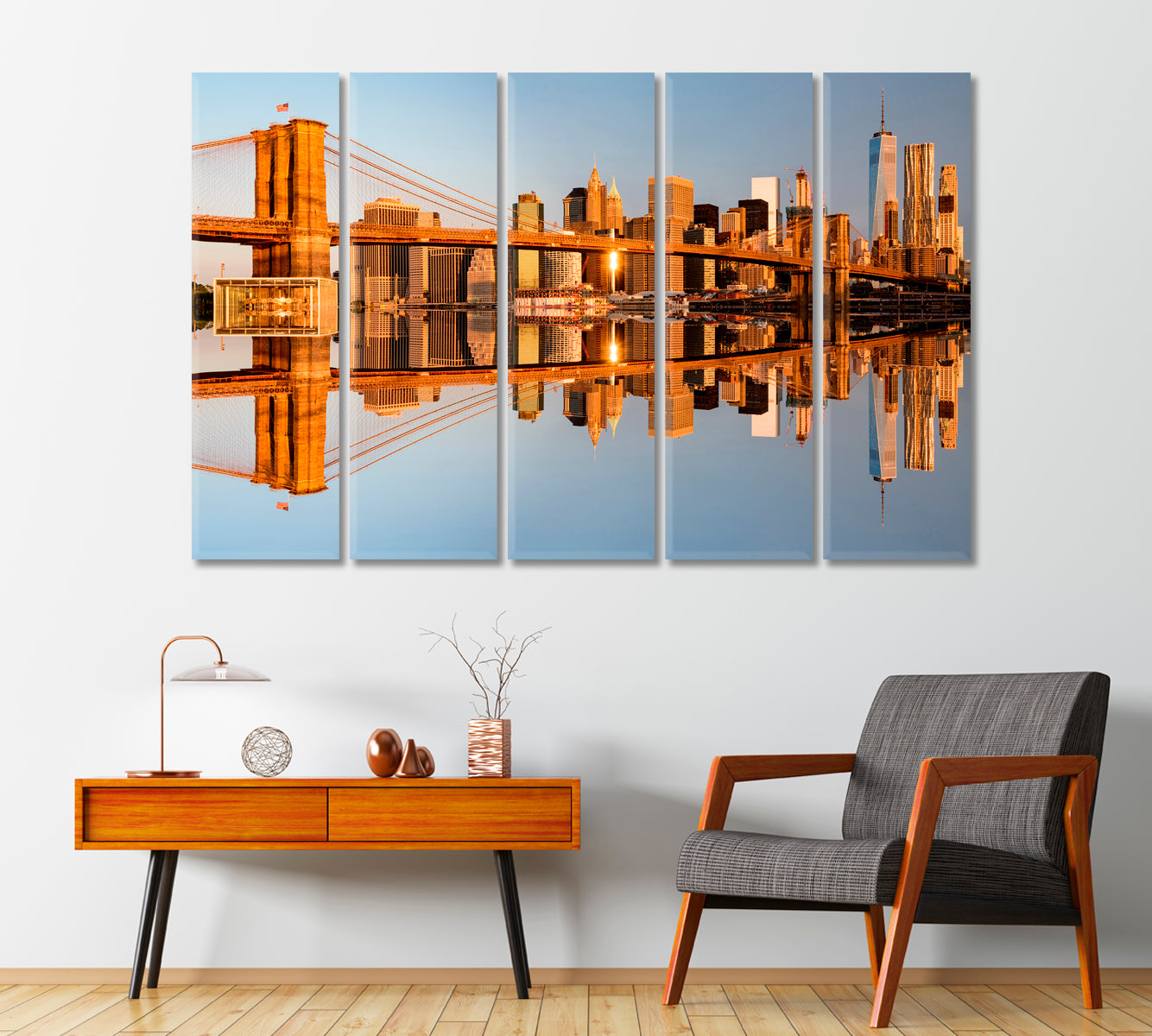 Beautiful Morning VIew Brooklyn Bridge New York City Canvas Print-Canvas Print-CetArt-1 Panel-24x16 inches-CetArt