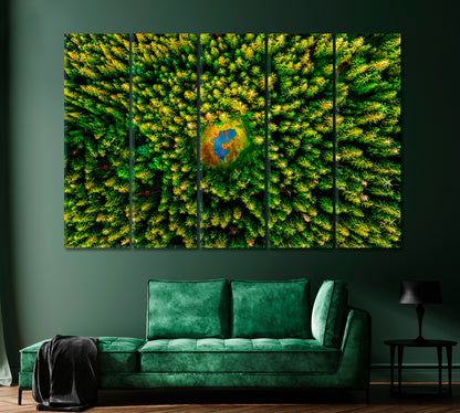 Top View of Lake in Middle of Forest Canvas Print-Canvas Print-CetArt-1 Panel-24x16 inches-CetArt