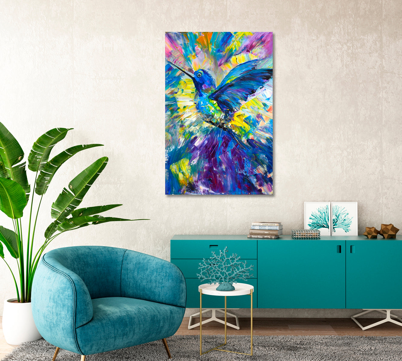 Standing Abstract Hummingbird Bird Canvas Print-Canvas Print-CetArt-1 panel-16x24 inches-CetArt