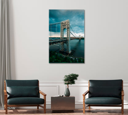 George Washington Bridge and Hudson River New York City Canvas Print-Canvas Print-CetArt-1 panel-16x24 inches-CetArt