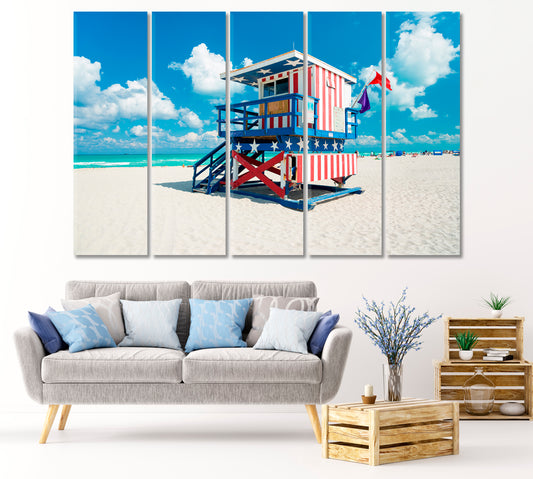 Rescue Tower an American Flag Design Canvas Print-Canvas Print-CetArt-1 Panel-24x16 inches-CetArt