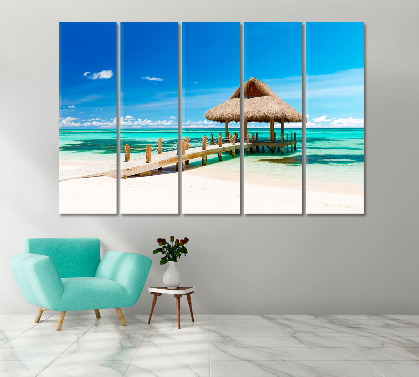 Gazebo on a Tropical Beach Cap Cana Dominican Republic Canvas Print-Canvas Print-CetArt-1 Panel-24x16 inches-CetArt