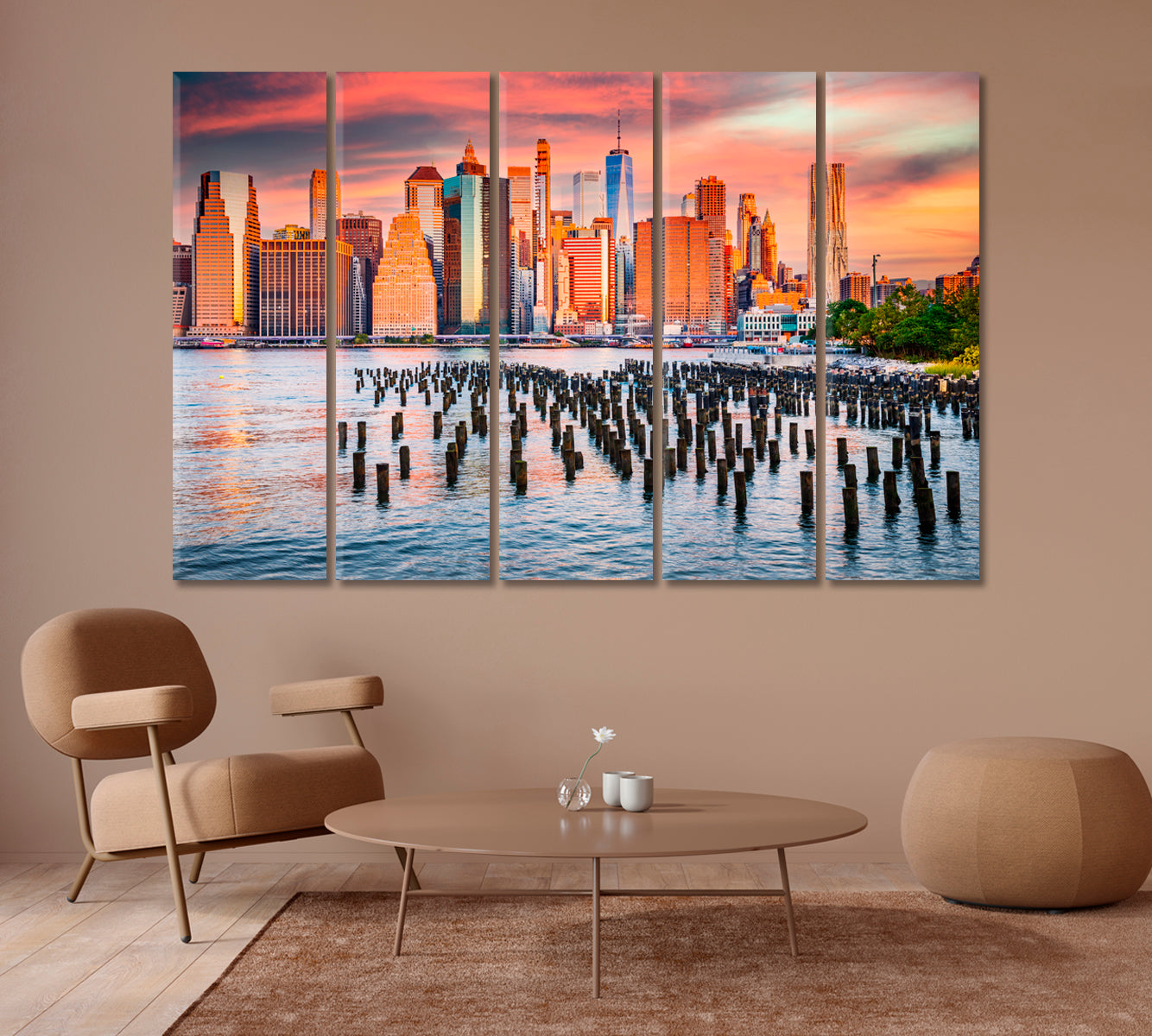 Sunrise over Manhattan New York United States Canvas Print-Canvas Print-CetArt-1 Panel-24x16 inches-CetArt