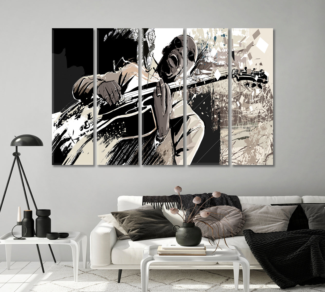 African American Jazz Guitarist Canvas Print-Canvas Print-CetArt-1 Panel-24x16 inches-CetArt