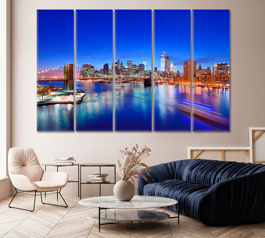 Lower Manhattan from Above the East River in New York Canvas Print-Canvas Print-CetArt-1 Panel-24x16 inches-CetArt