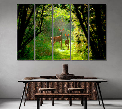 White Tailed Deer with a Fawn in the Forest Canvas Print-Canvas Print-CetArt-1 Panel-24x16 inches-CetArt