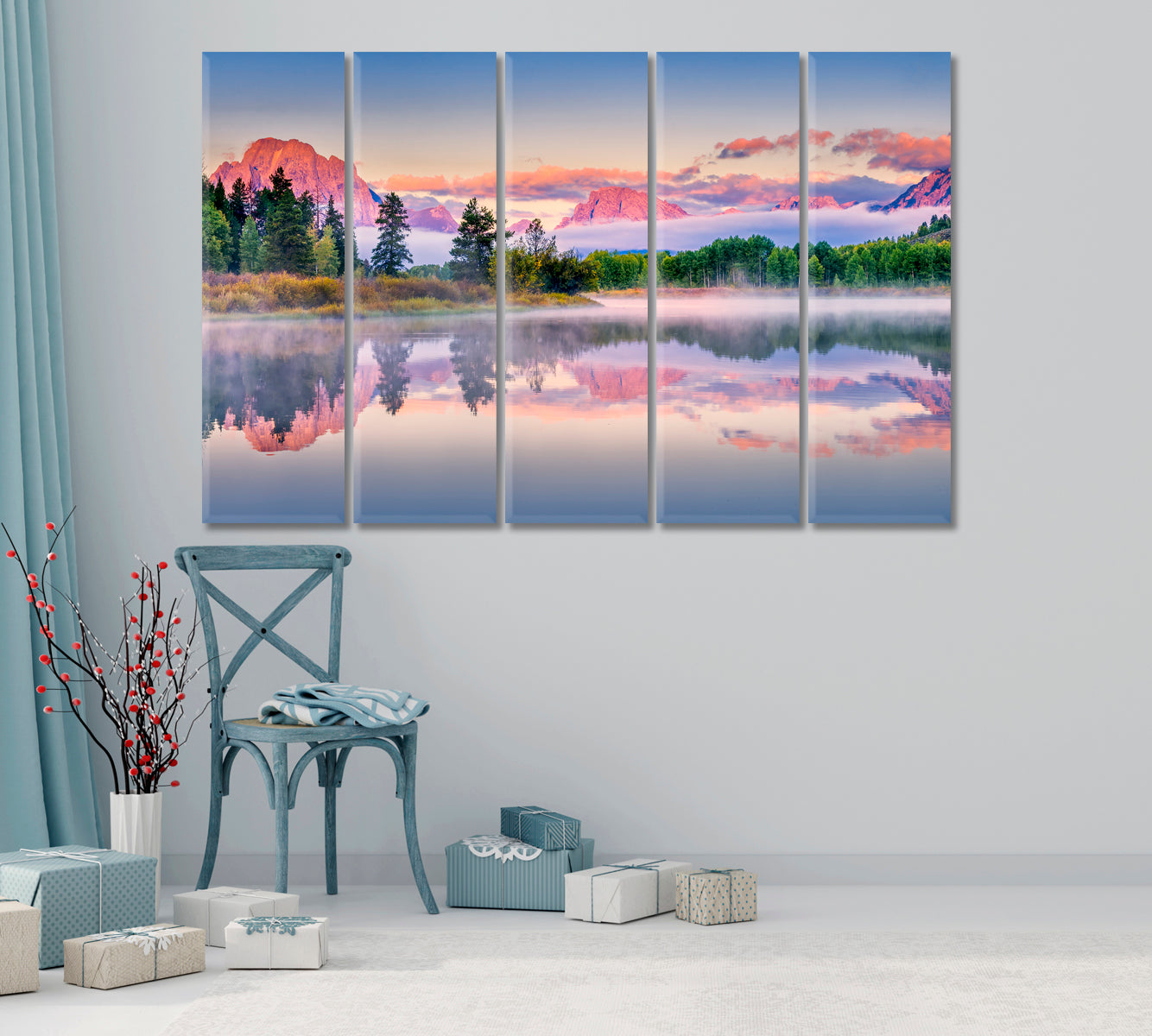 Amazing Sunrise on Snake River Grand Teton National Park Wyoming Canvas Print-Canvas Print-CetArt-1 Panel-24x16 inches-CetArt