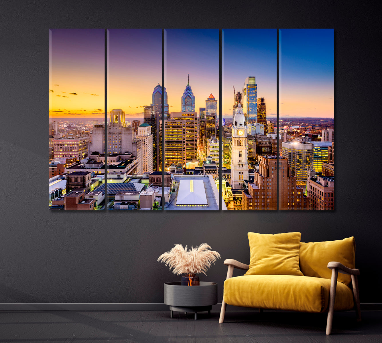 Philadelphia City at Dusk USA Canvas Print-Canvas Print-CetArt-1 Panel-24x16 inches-CetArt