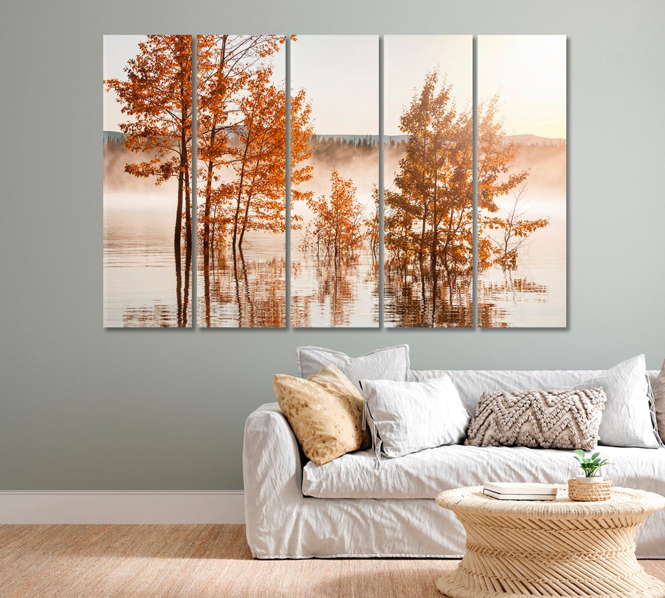 Beautiful Lake in Autumn Canvas Print-Canvas Print-CetArt-1 Panel-24x16 inches-CetArt