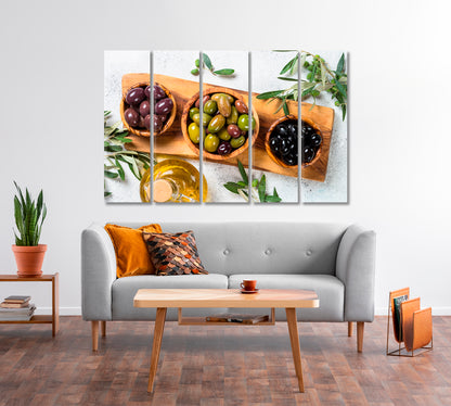 Black And Green Olives Canvas Print-Canvas Print-CetArt-3 Panels-36x24 inches-CetArt