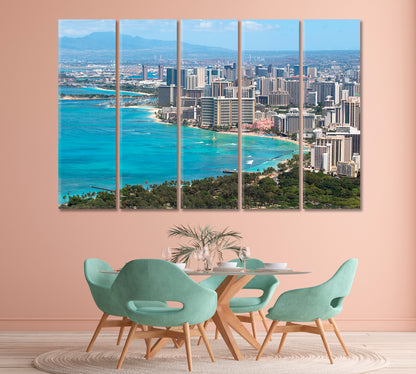 Skyscrapers at Waikiki Beach Hawaii Canvas Print-Canvas Print-CetArt-1 Panel-24x16 inches-CetArt