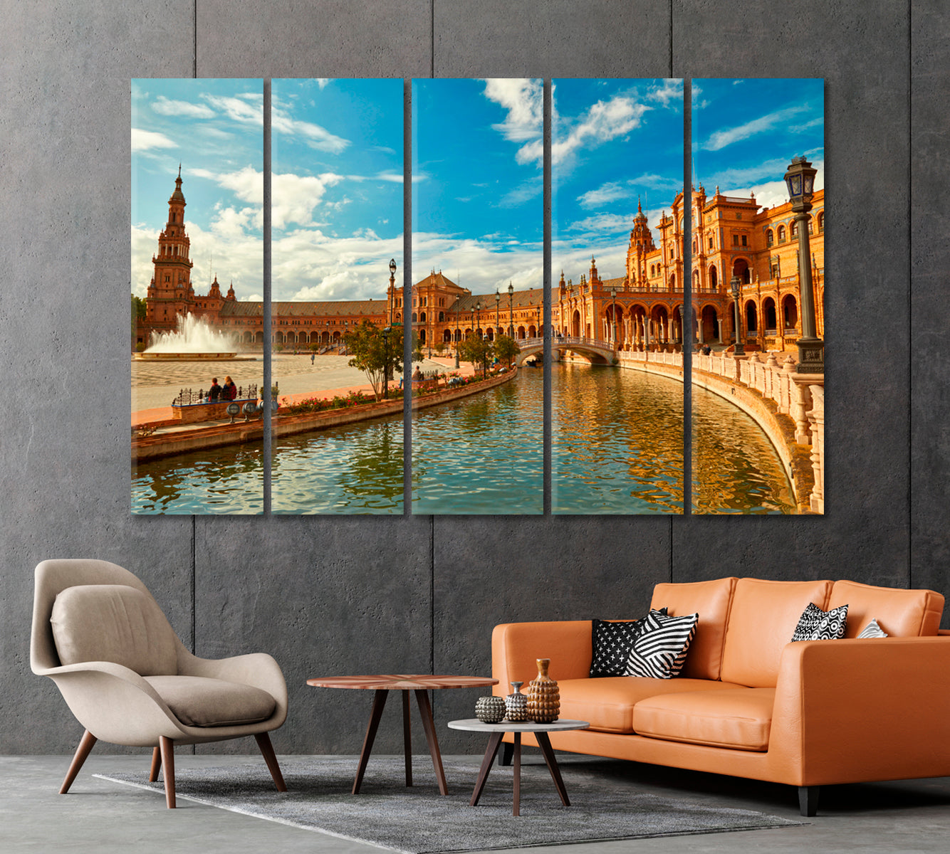 Spain Square in Seville Canvas Print-Canvas Print-CetArt-1 Panel-24x16 inches-CetArt