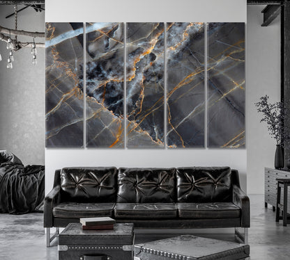 Yellow and Dark Gray Marble Canvas Print-Canvas Print-CetArt-1 Panel-24x16 inches-CetArt