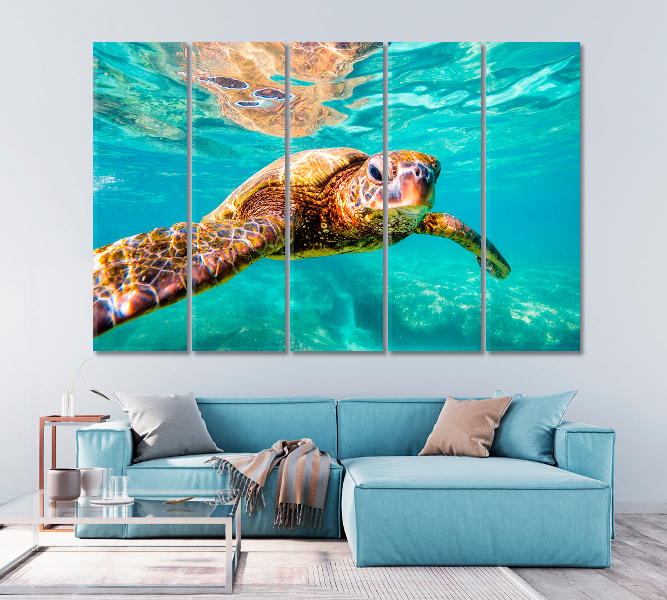 Hawaiian Sea Turtle Underwater Canvas Print-Canvas Print-CetArt-1 Panel-24x16 inches-CetArt