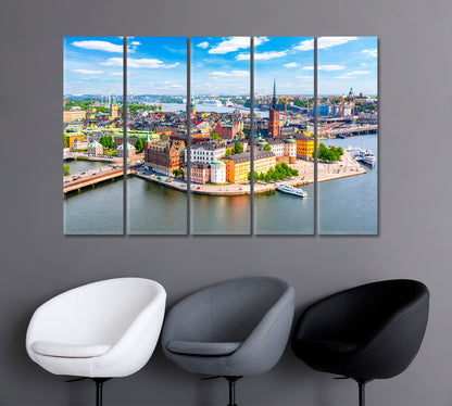 Aerial Panorama of Stockholm Sweden Canvas Print-Canvas Print-CetArt-1 Panel-24x16 inches-CetArt