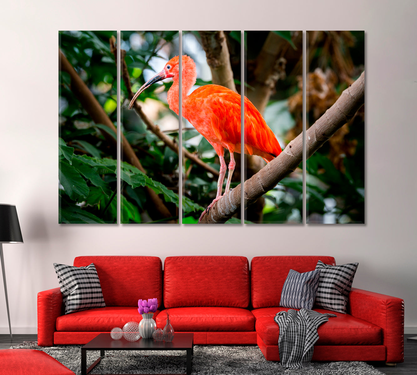 Scarlet Ibis on a Tropical Tree Branch Canvas Print-Canvas Print-CetArt-1 Panel-24x16 inches-CetArt