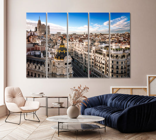 Madrid Architecture Cityscape Spain Canvas Print-Canvas Print-CetArt-1 Panel-24x16 inches-CetArt