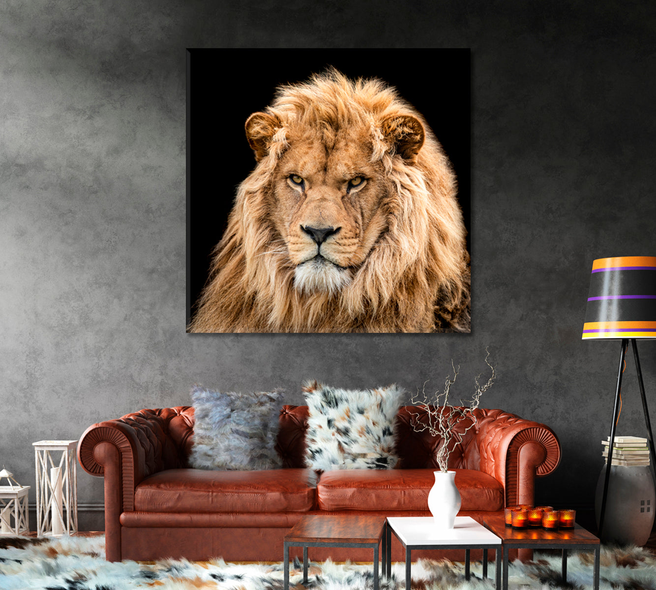 Portrait of Lion Canvas Print-Canvas Print-CetArt-1 panel-12x12 inches-CetArt