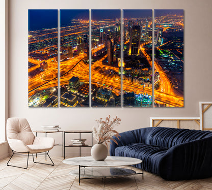 Dubai at Night UAE Canvas Print-Canvas Print-CetArt-1 Panel-24x16 inches-CetArt