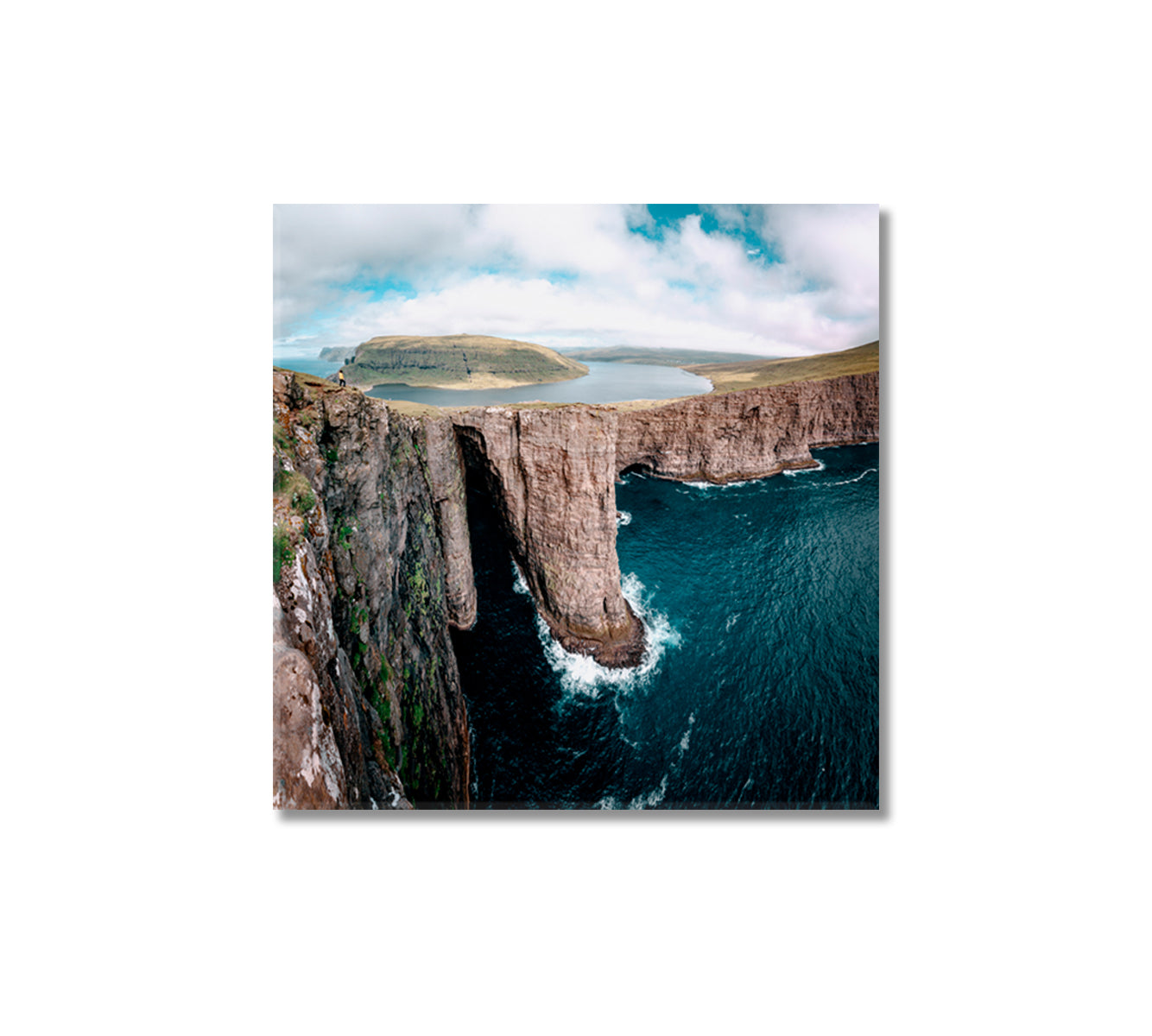 Sorvagsvatn Lake above Ocean Faroe Islands Canvas Print-Canvas Print-CetArt-1 panel-12x12 inches-CetArt