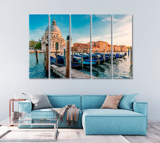 Gondolas and Santa Maria Della Salute Church Venice Italy Canvas Print-Canvas Print-CetArt-1 Panel-24x16 inches-CetArt