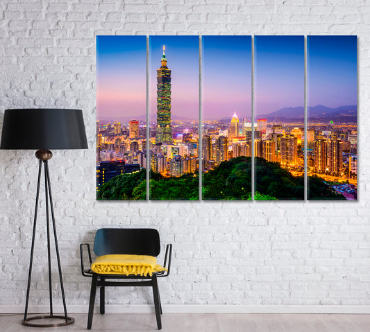 Taipei City at Dusk Taiwan Canvas Print-Canvas Print-CetArt-1 Panel-24x16 inches-CetArt