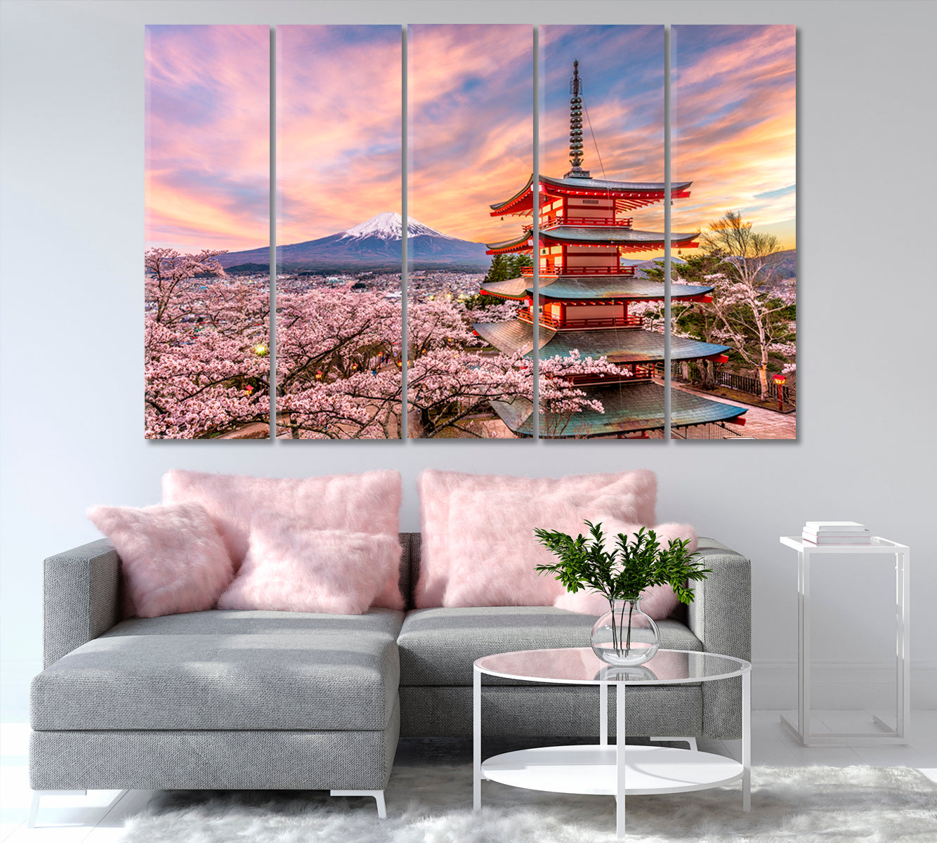 Mount Fuji in Japan and Sakura Blossom in Spring Canvas Print-Canvas Print-CetArt-1 Panel-24x16 inches-CetArt