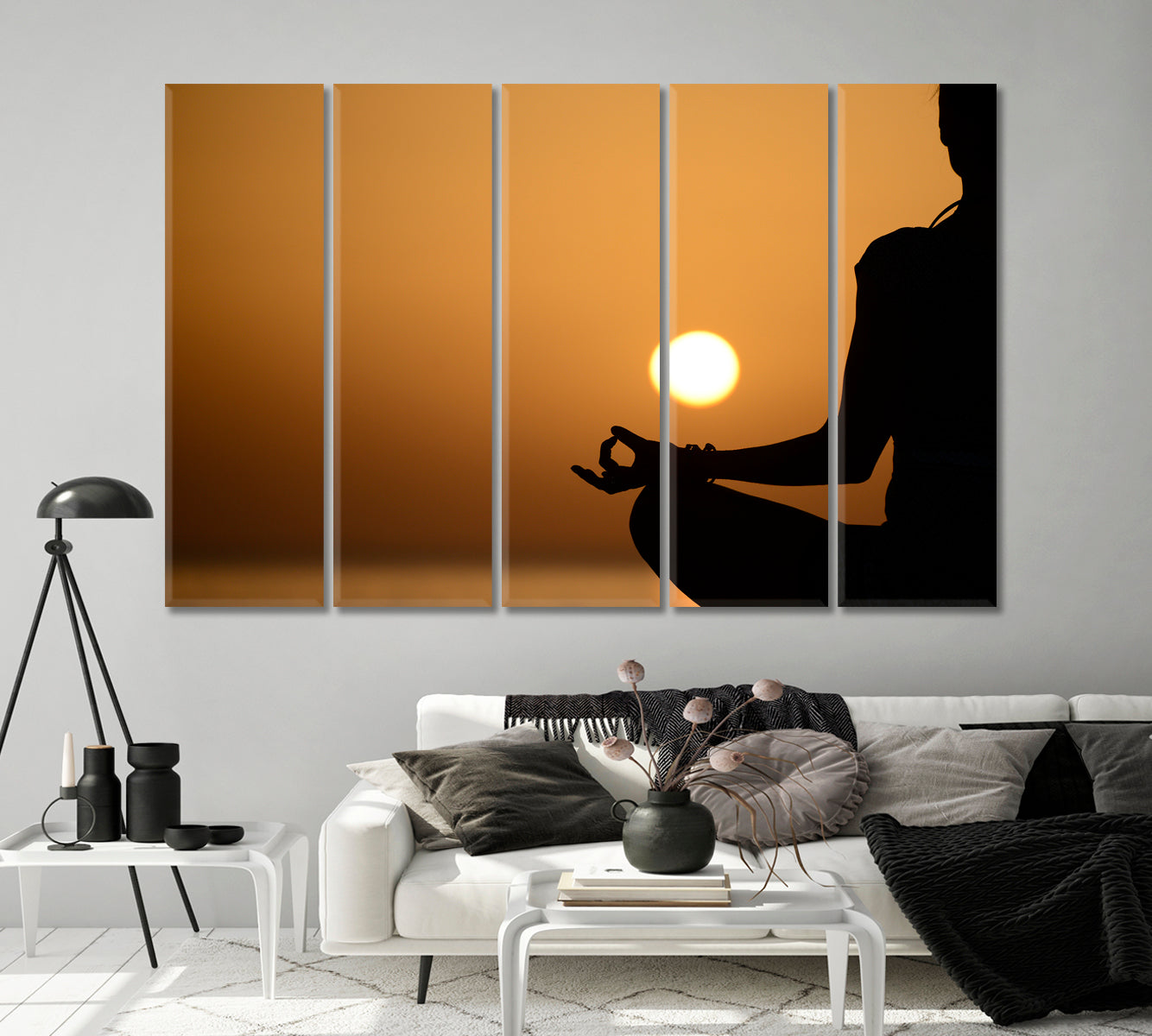 Silhouette of a Woman Doing Yoga Canvas Print-Canvas Print-CetArt-1 Panel-24x16 inches-CetArt