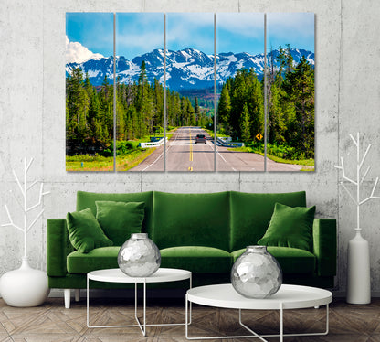 Road in Yellowstone National Park Wyoming USA Canvas Print-Canvas Print-CetArt-1 Panel-24x16 inches-CetArt