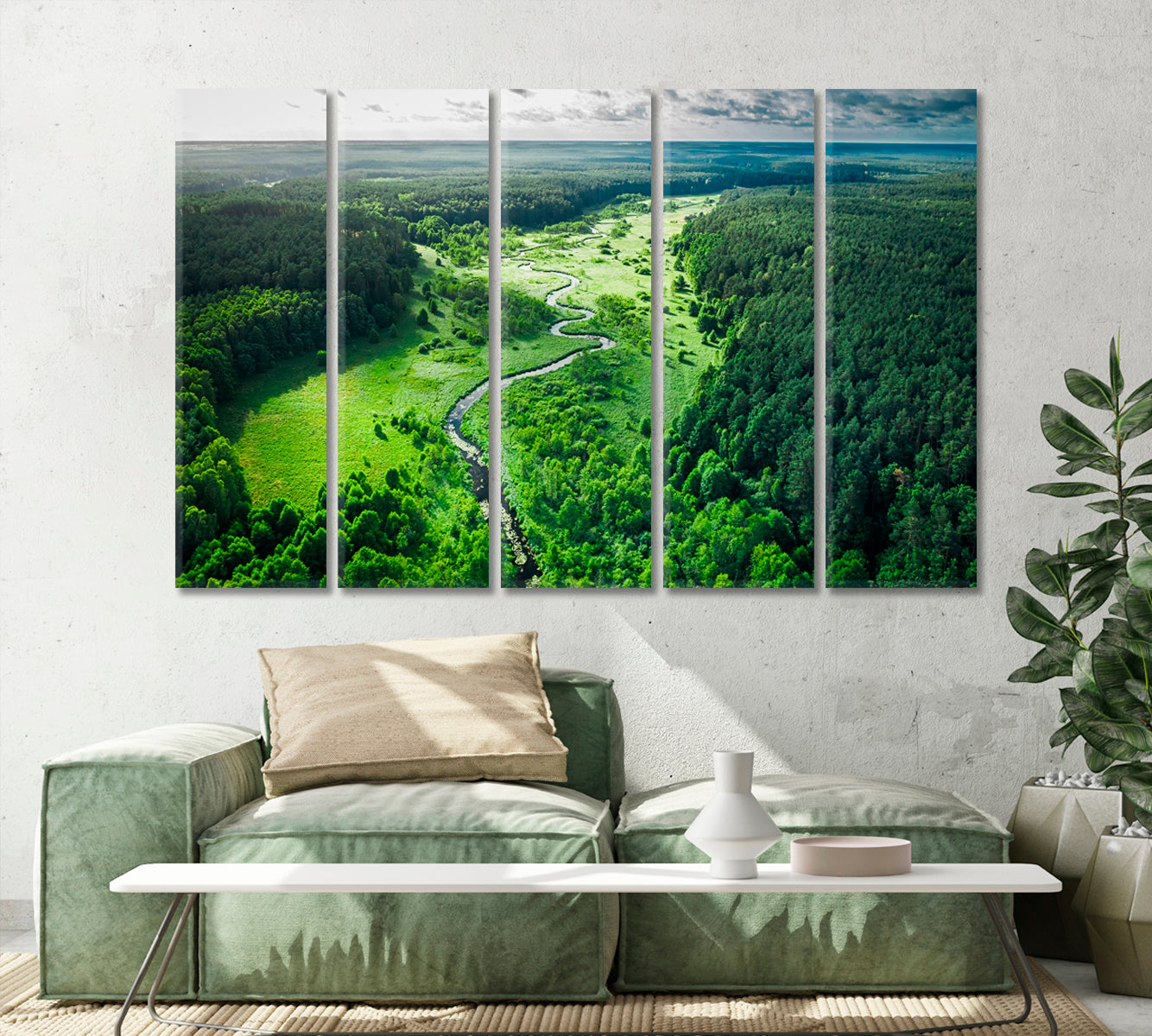 Curvy River and Green Forest Poland Canvas Print-Canvas Print-CetArt-1 Panel-24x16 inches-CetArt