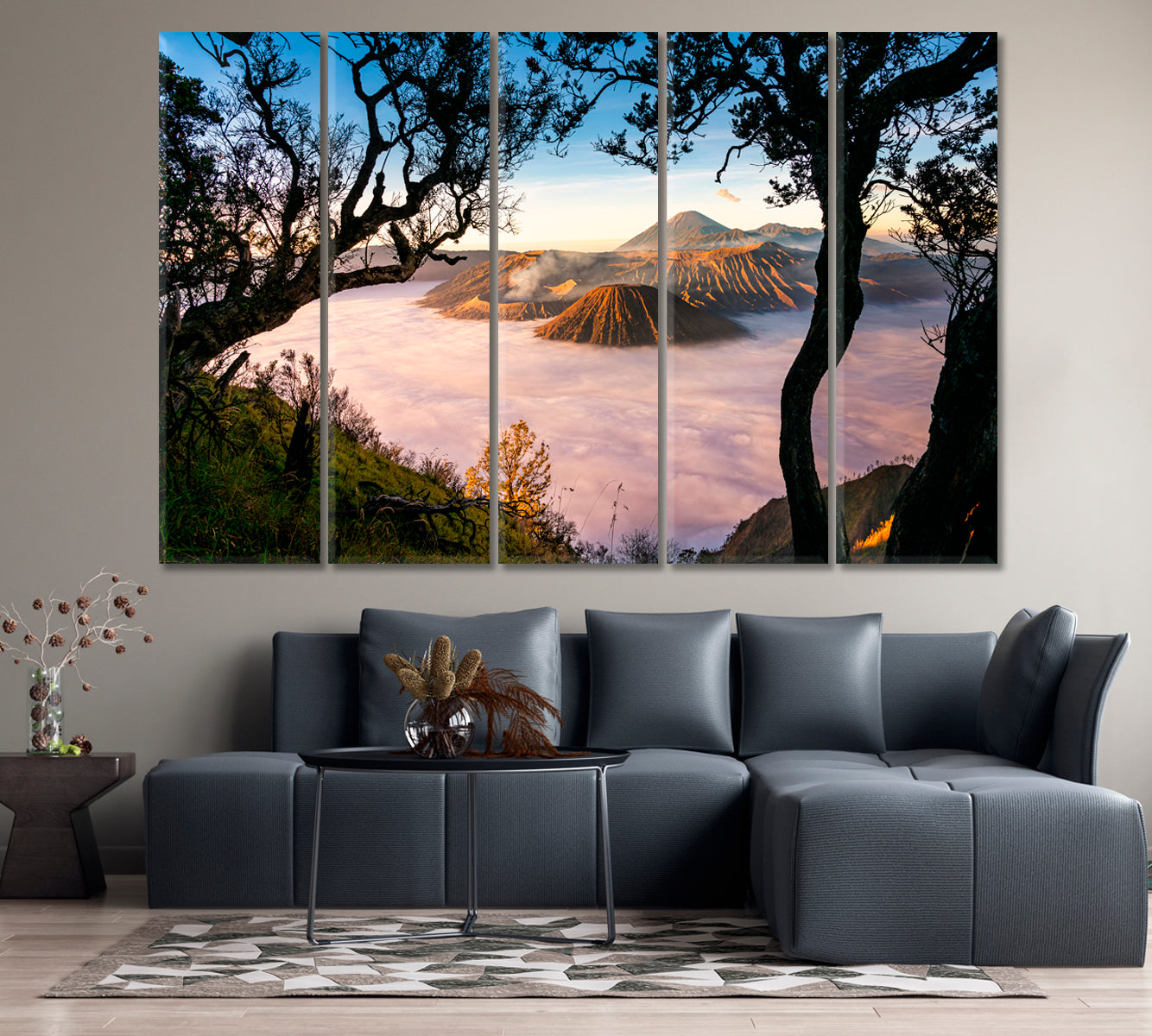 Bromo Volcano Surrounded by Morning Fog Indonesia Canvas Print-Canvas Print-CetArt-1 Panel-24x16 inches-CetArt