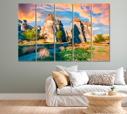 Valley of Magic Mushrooms Chavushin Cappadocia Canvas Print-Canvas Print-CetArt-1 Panel-24x16 inches-CetArt