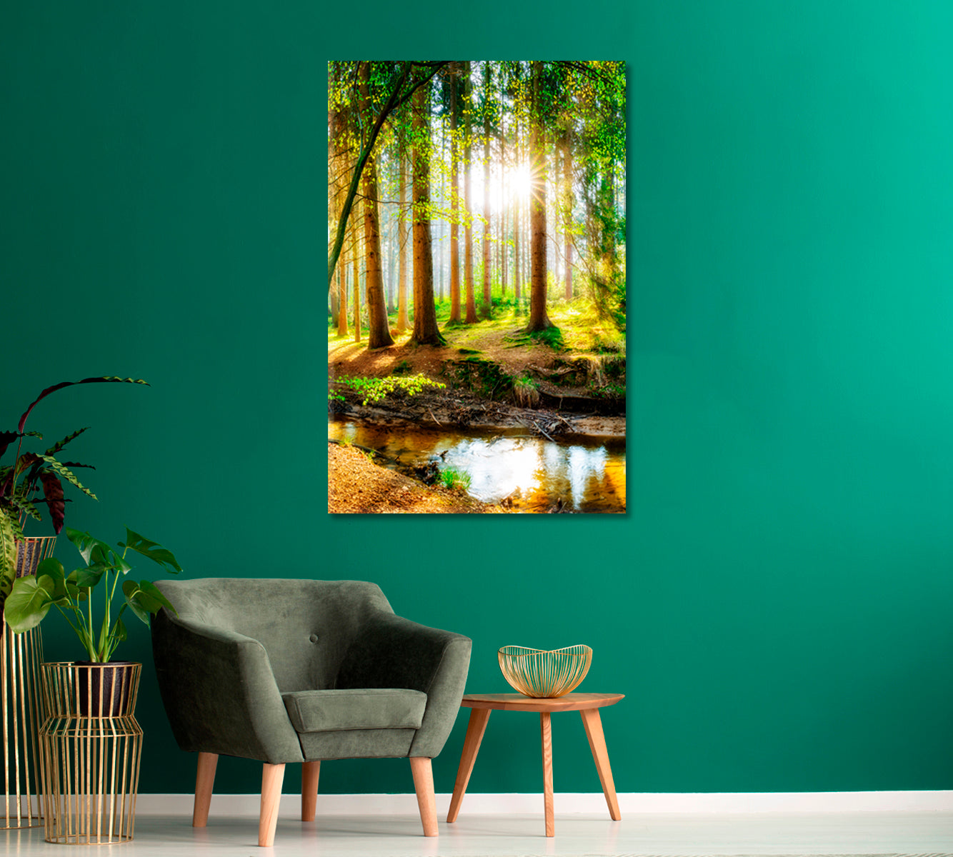 Spring Forest with Sunbeams Canvas Print-Canvas Print-CetArt-1 panel-16x24 inches-CetArt