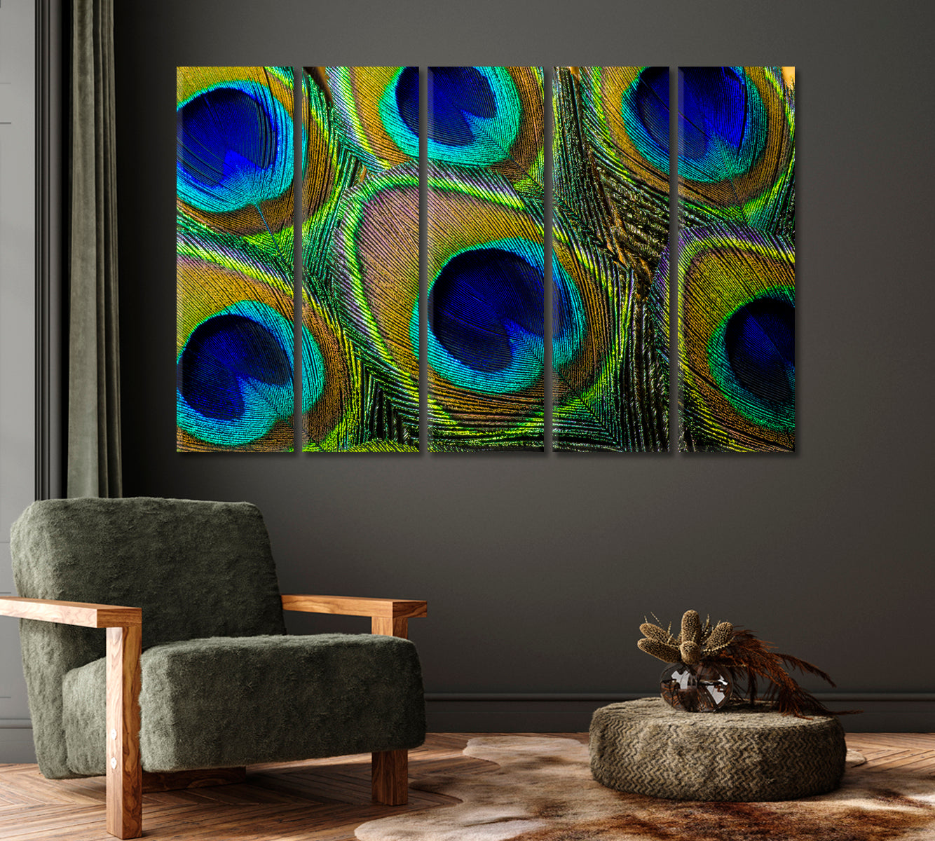 Colorful Peacock Feathers Canvas Print-Canvas Print-CetArt-1 Panel-24x16 inches-CetArt