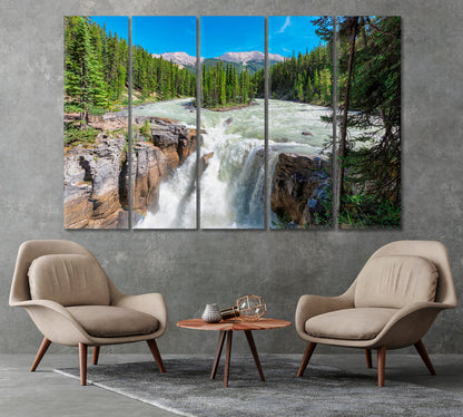 Waterfall in Jasper National Park Canada Canvas Print-Canvas Print-CetArt-1 Panel-24x16 inches-CetArt