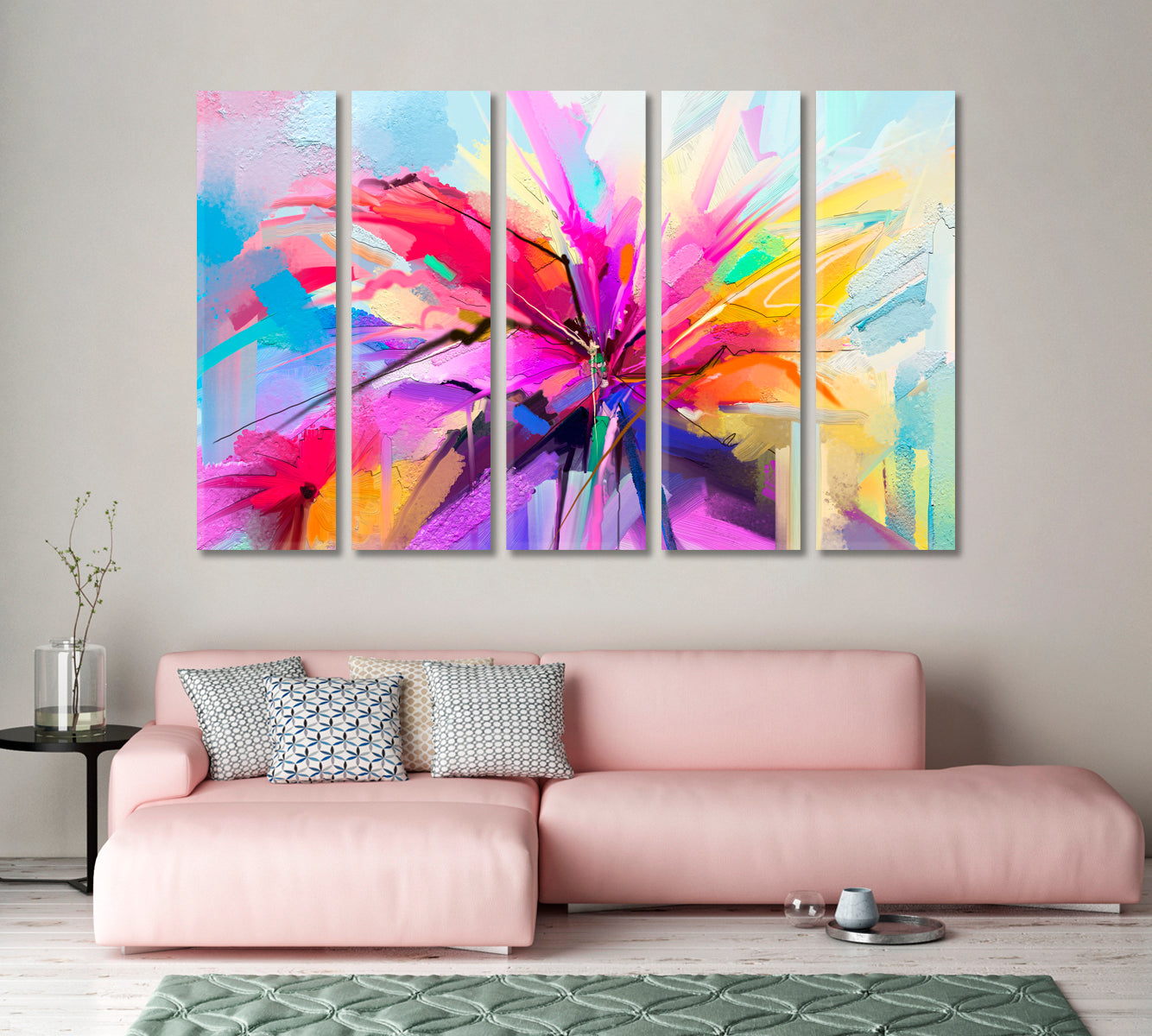 Abstract Colorful Spring Flower Canvas Print-Canvas Print-CetArt-1 Panel-24x16 inches-CetArt